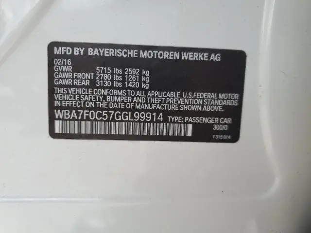 2016 BMW 750 I  