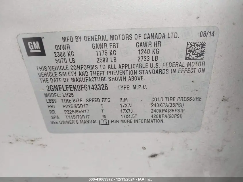 2015 CHEVROLET EQUINOX 1LT