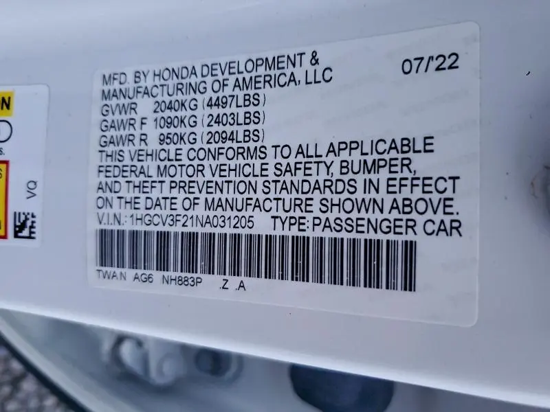 2022 HONDA ACCORD HYBRID SPORT  