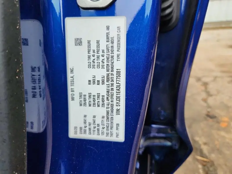 2020 TESLA MODEL 3   
