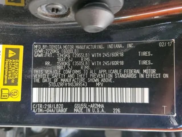 2017 TOYOTA HIGHLANDER SE