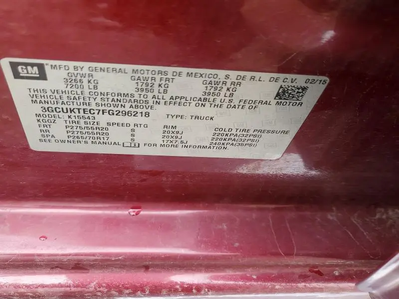 2015 CHEVROLET SILVERADO K1500 HIGH COUNTRY  