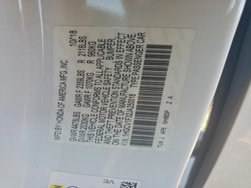 2018 HONDA ACCORD SPORT  