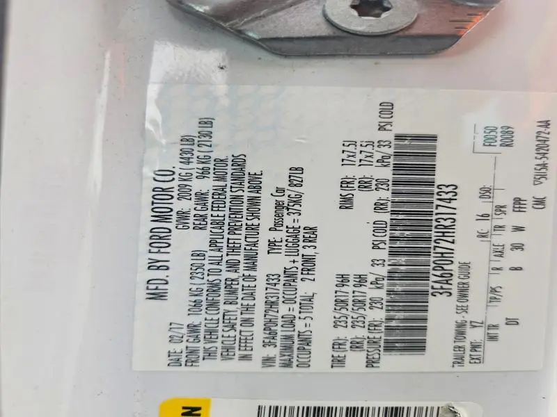 2017 FORD FUSION SE  