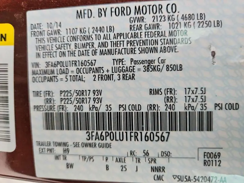 2015 FORD FUSION SE HYBRID  