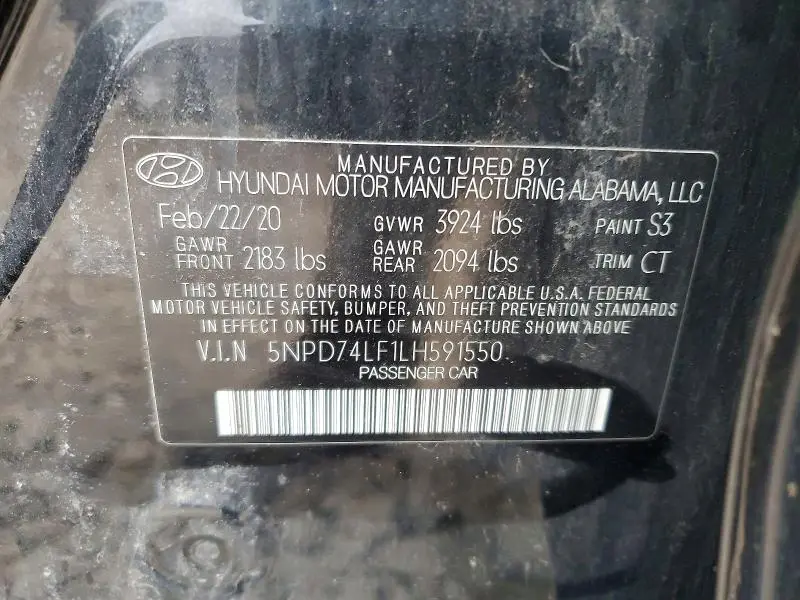 2020 HYUNDAI ELANTRA SE  