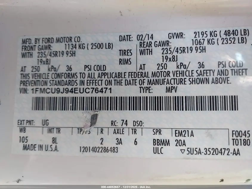 2014 FORD ESCAPE TITANIUM