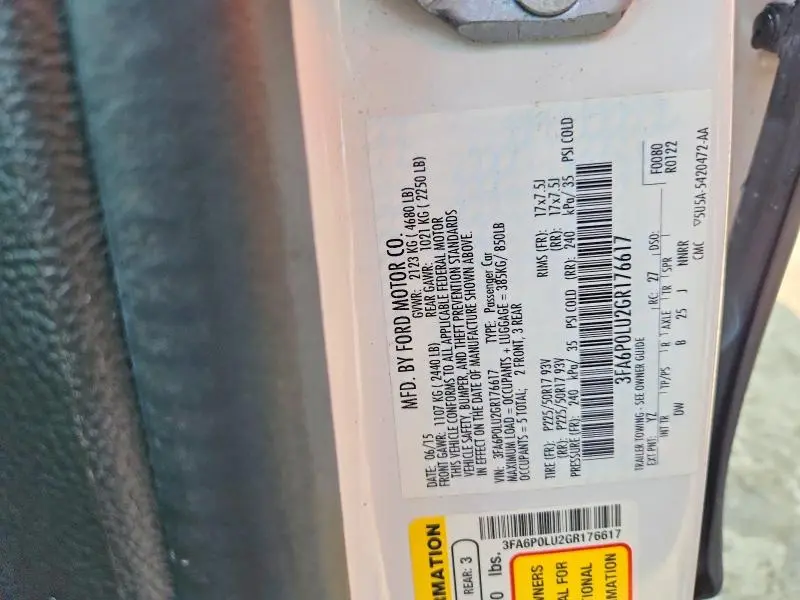 2016 FORD FUSION SE HYBRID  