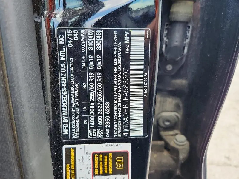 2015 MERCEDES-BENZ ML 350 4MATIC  