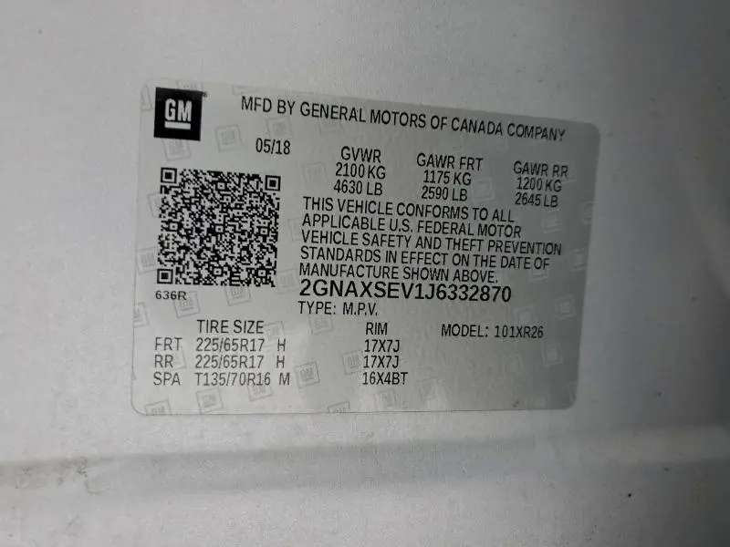 2018 CHEVROLET EQUINOX LT  