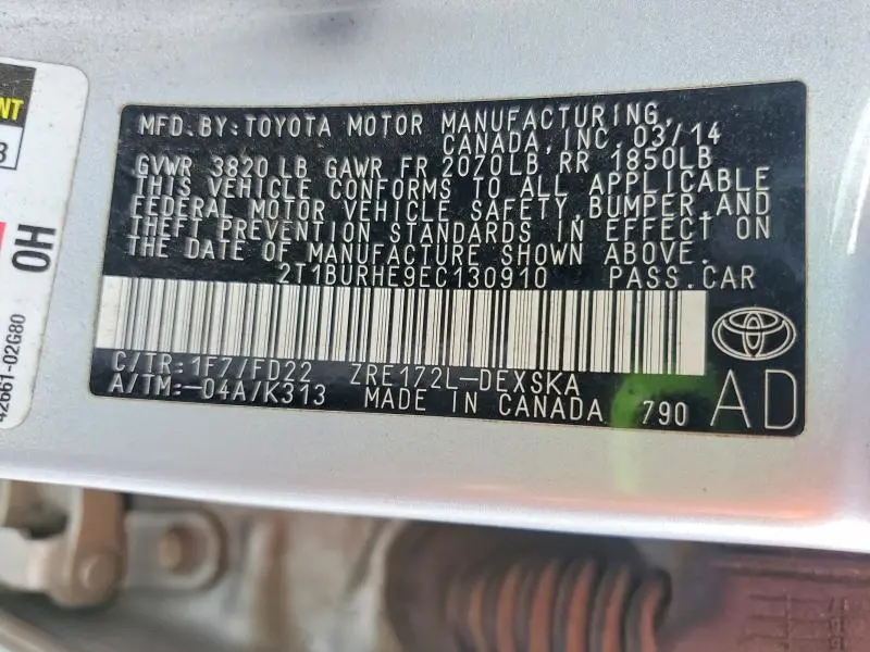 2014 TOYOTA COROLLA S PLUS  