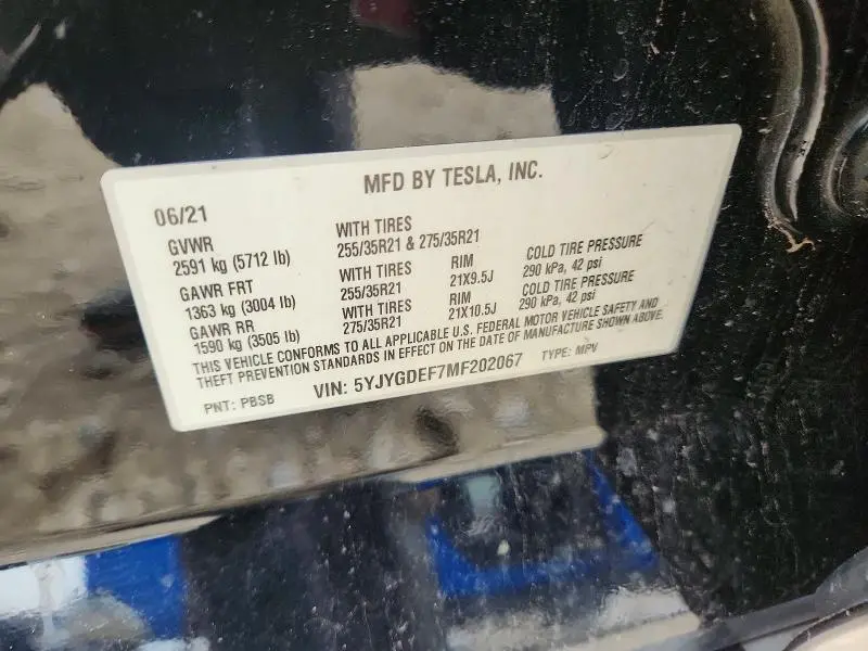 2021 TESLA MODEL Y   