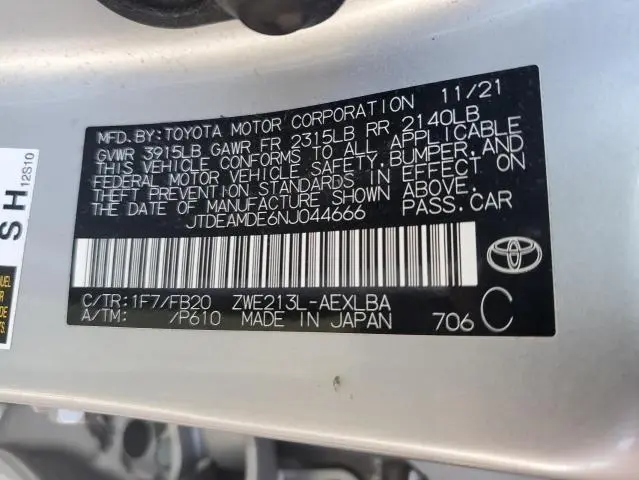 2022 TOYOTA COROLLA LE