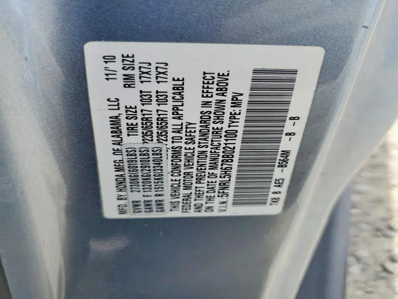 2011 HONDA ODYSSEY EXL  