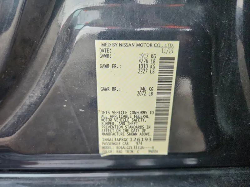 2016 NISSAN ALTIMA 2.5 S  