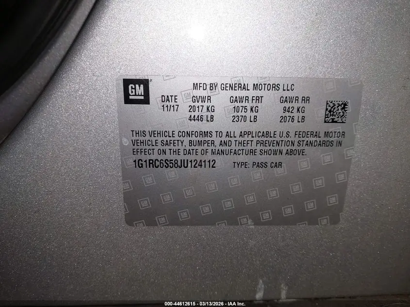 2018 CHEVROLET VOLT LT