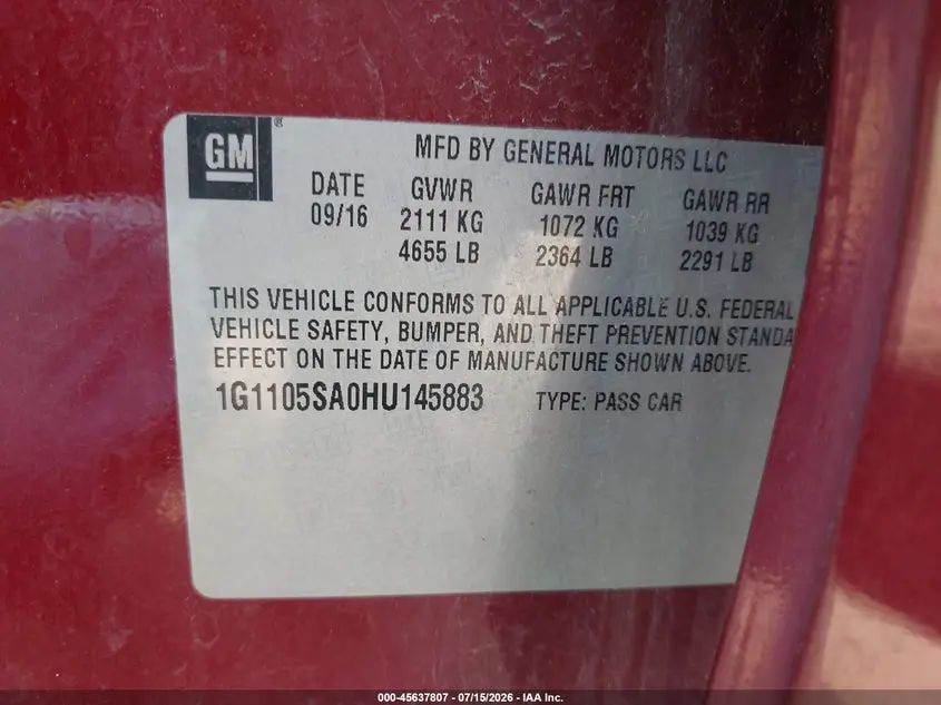 2017 CHEVROLET IMPALA 1LT