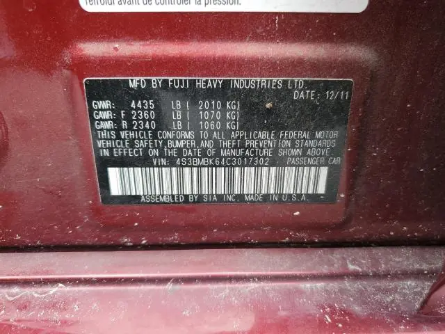 2012 SUBARU LEGACY 2.5I LIMITED  