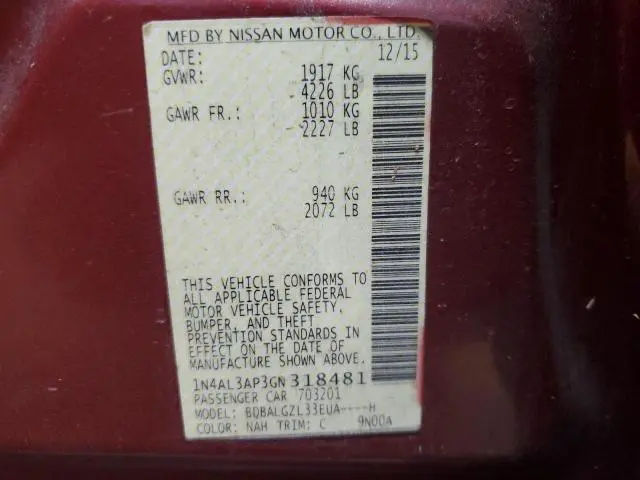 2016 NISSAN ALTIMA 2.5  