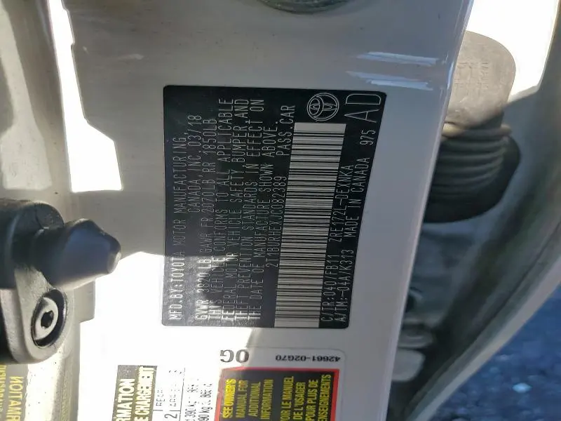 2018 TOYOTA COROLLA L  