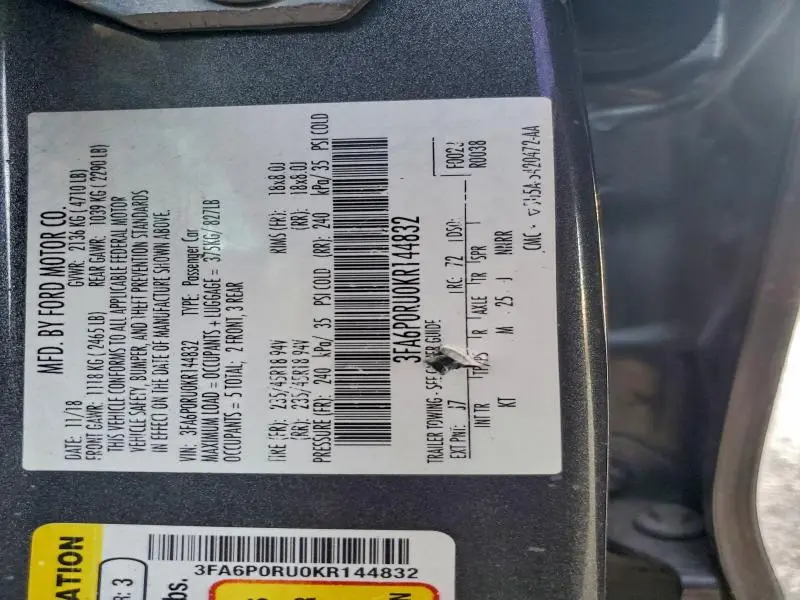 2019 FORD FUSION TITANIUM  