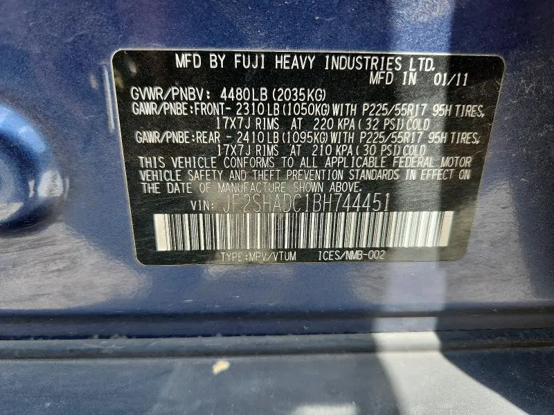 2011 SUBARU FORESTER 2.5X PREMIUM  
