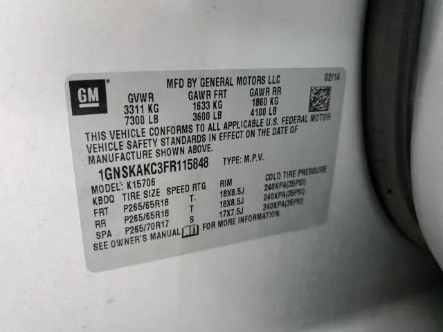 2015 CHEVROLET TAHOE K1500 LS  