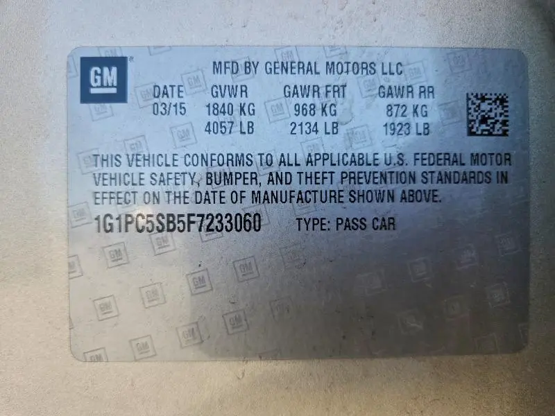 2015 CHEVROLET CRUZE LT  