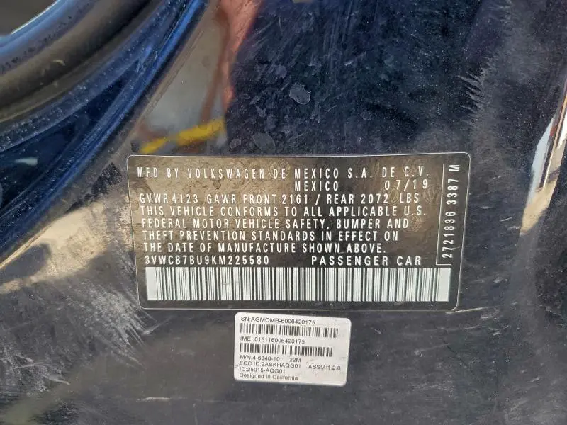 2019 VOLKSWAGEN JETTA S  