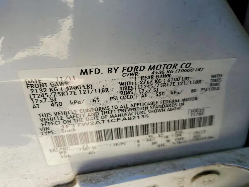 2012 FORD F250 SUPER DUTY  