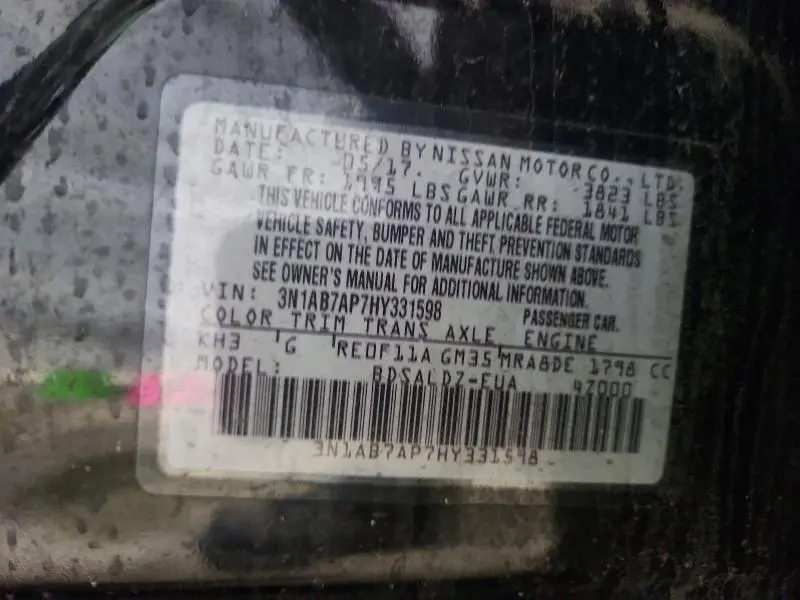 2017 NISSAN SENTRA SV  