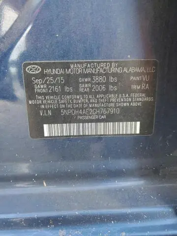 2016 HYUNDAI ELANTRA SE  