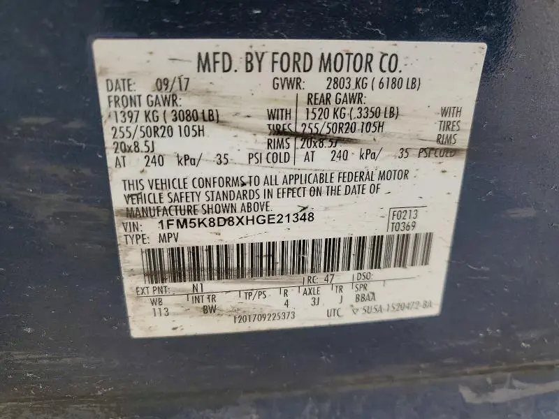 2017 FORD EXPLORER XLT  