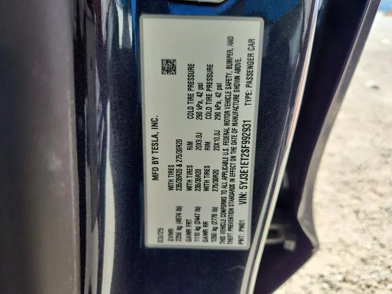 2025 TESLA MODEL 3   
