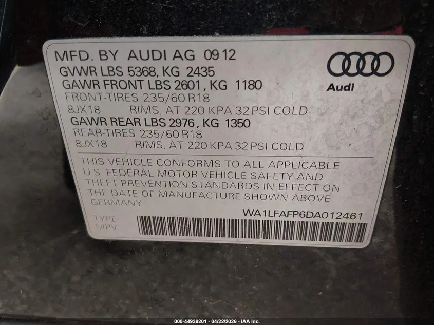 2013 AUDI Q5 2.0T PREMIUM