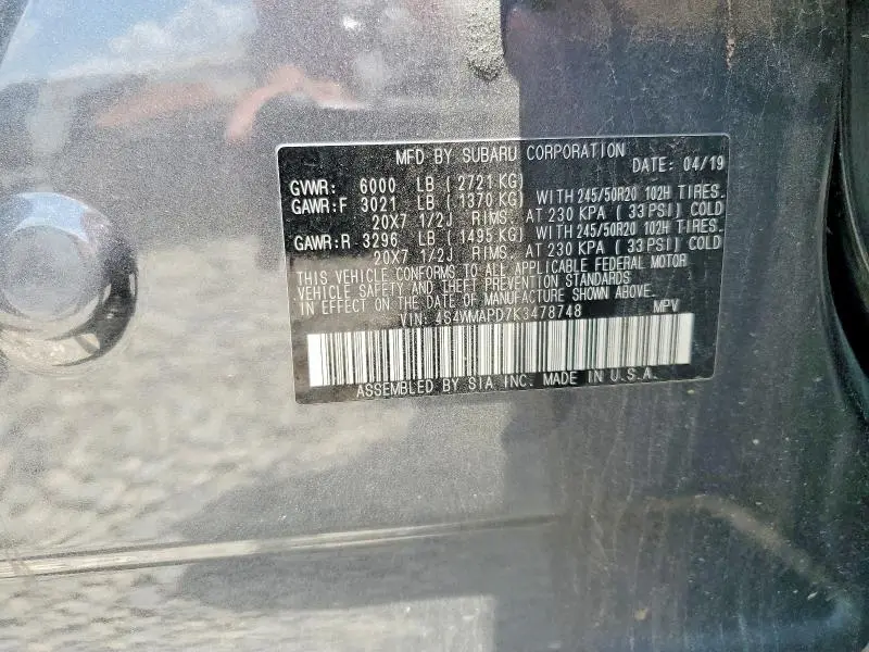 2019 SUBARU ASCENT LIMITED  