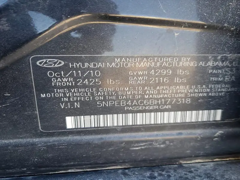 2011 HYUNDAI SONATA GLS  