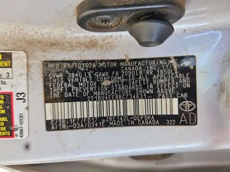 2011 TOYOTA COROLLA S  