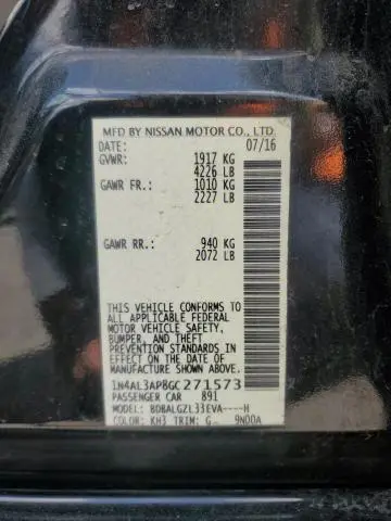2016 NISSAN ALTIMA 2.5  