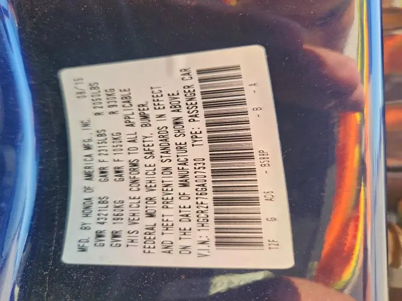 2016 HONDA ACCORD EX  