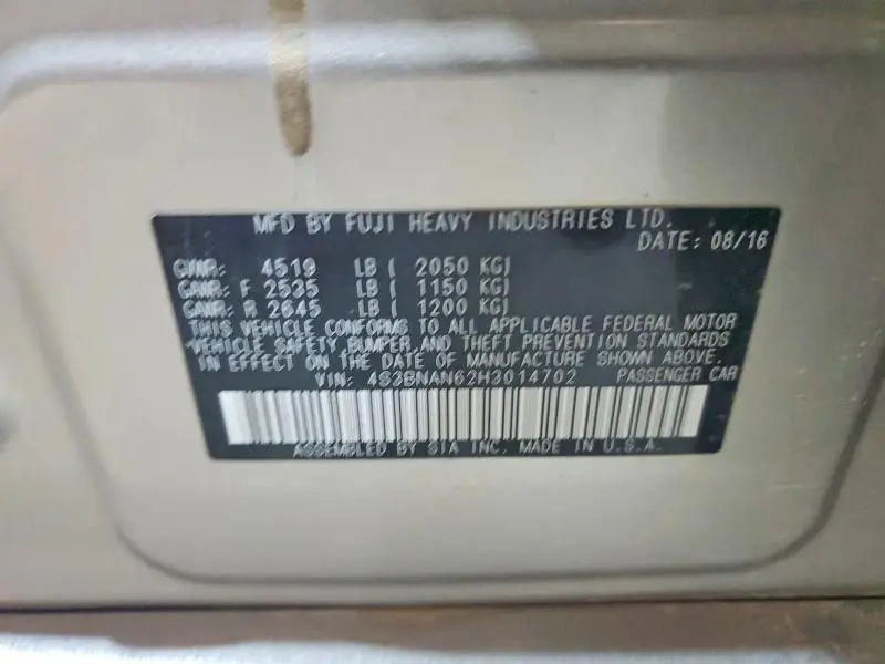 2017 SUBARU LEGACY 2.5I LIMITED  