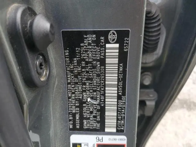 2012 TOYOTA CAMRY BASE  