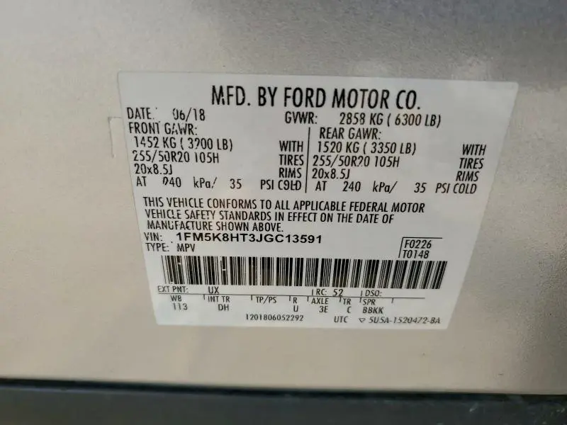 2018 FORD EXPLORER PLATINUM  