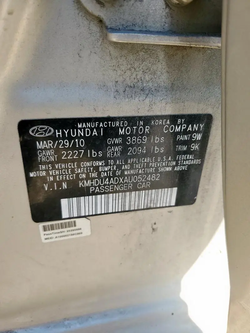 2010 HYUNDAI ELANTRA BLUE  