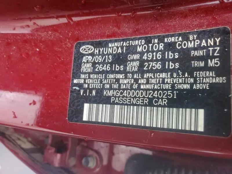 2013 HYUNDAI GENESIS 3.8L  
