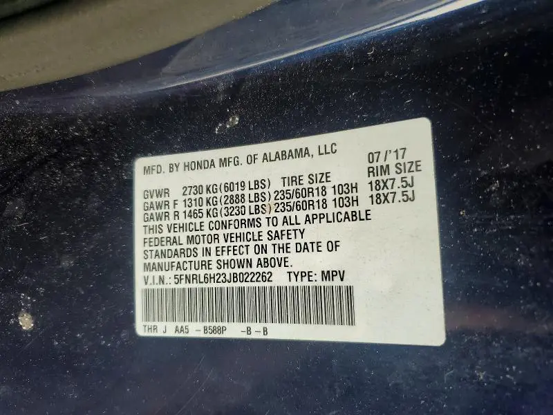 2018 HONDA ODYSSEY LX  