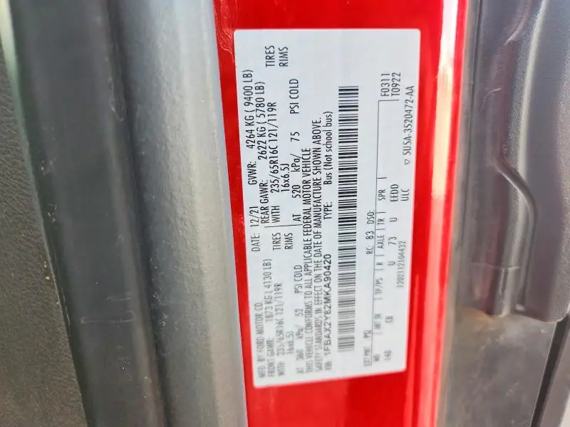 2021 FORD TRANSIT T-350  