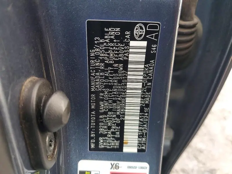 2014 TOYOTA COROLLA L  