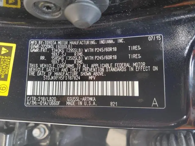 2015 TOYOTA HIGHLANDER XLE  