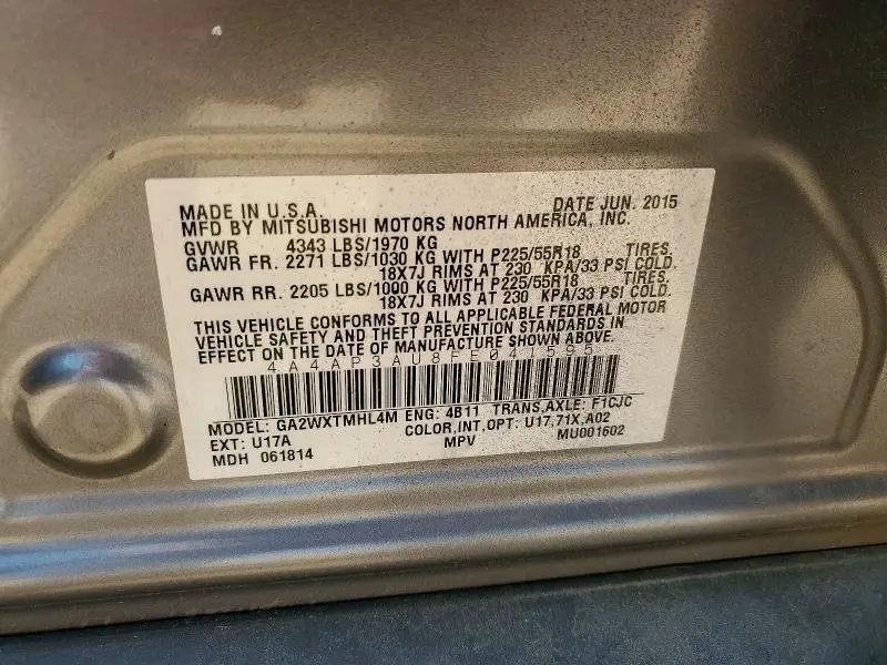 2015 MITSUBISHI OUTLANDER   